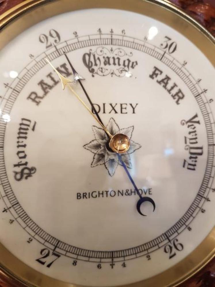 Victorian Carved Oak Barometer by Dixey  - Image 2