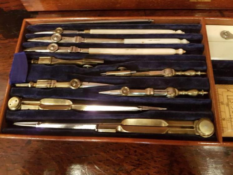 Superb Victorian Mahogany Cased Drawing Instruments Set - Image 3