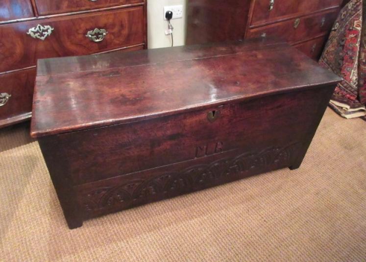 Superb 17th Century Oak Carved Front Coffer c.1670 - Image 1