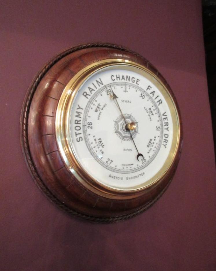 Large Antique Polished Oak Ripon Barometer - Image 1
