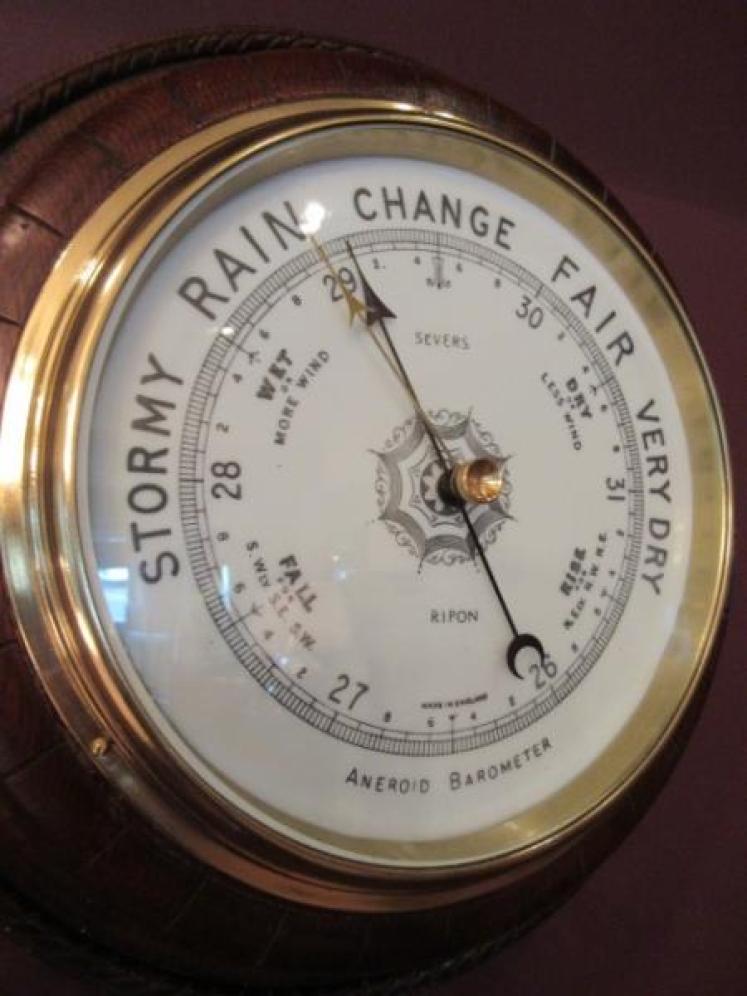 Large Antique Polished Oak Ripon Barometer - Image 2