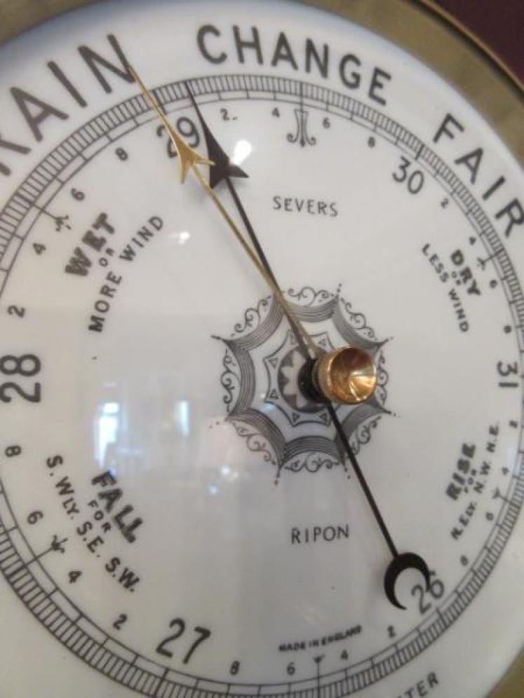 Large Antique Polished Oak Ripon Barometer - Image 4