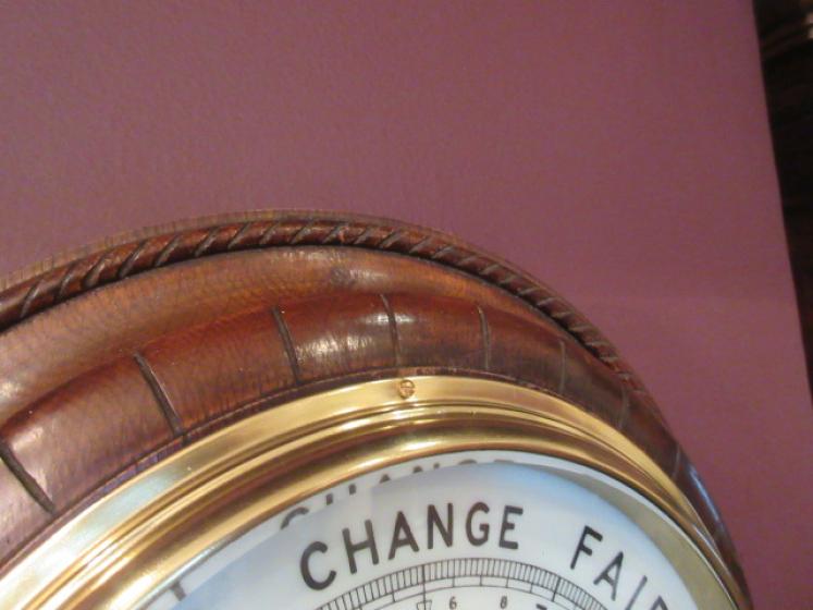 Large Antique Polished Oak Ripon Barometer - Image 5
