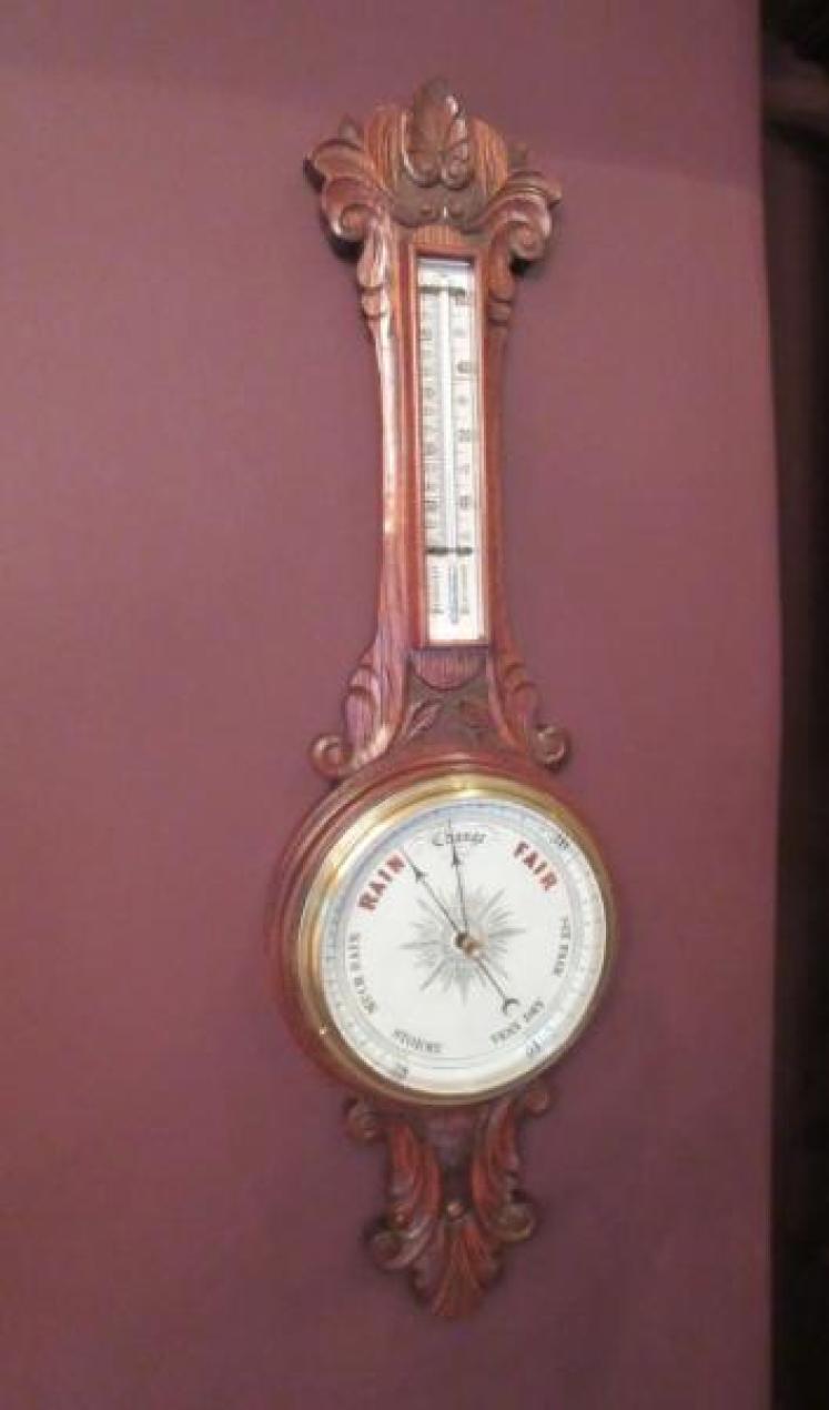 Superb Antique Polished Oak Banjo Barometer - Image 1