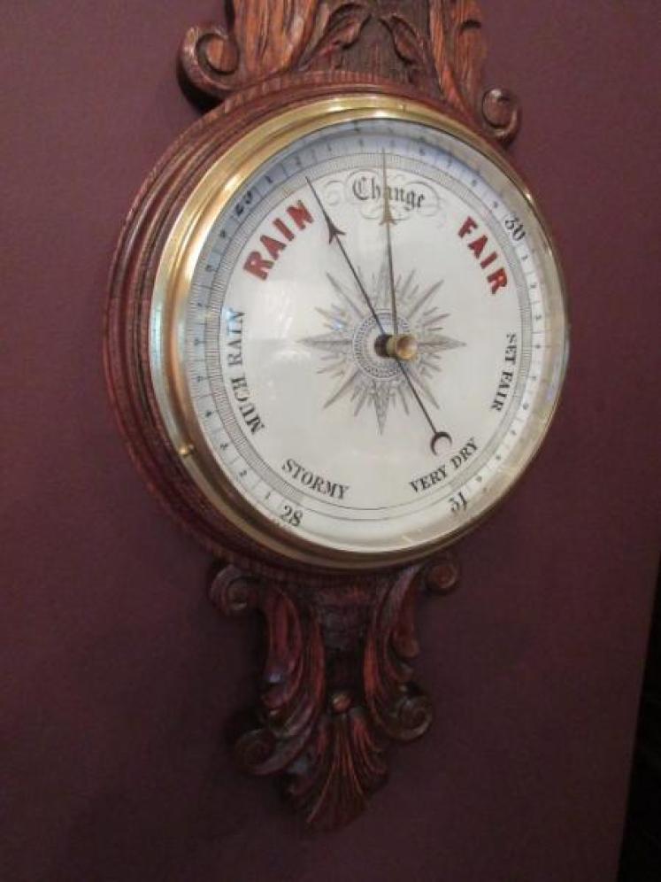 Superb Antique Polished Oak Banjo Barometer - Image 2