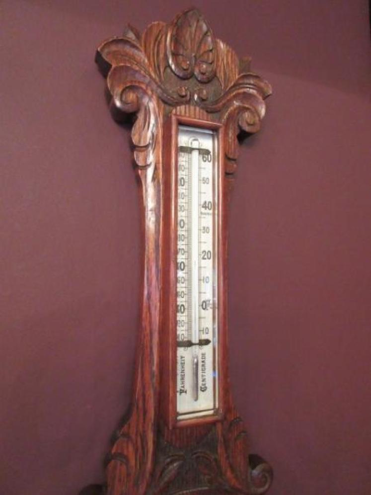 Superb Antique Polished Oak Banjo Barometer - Image 3