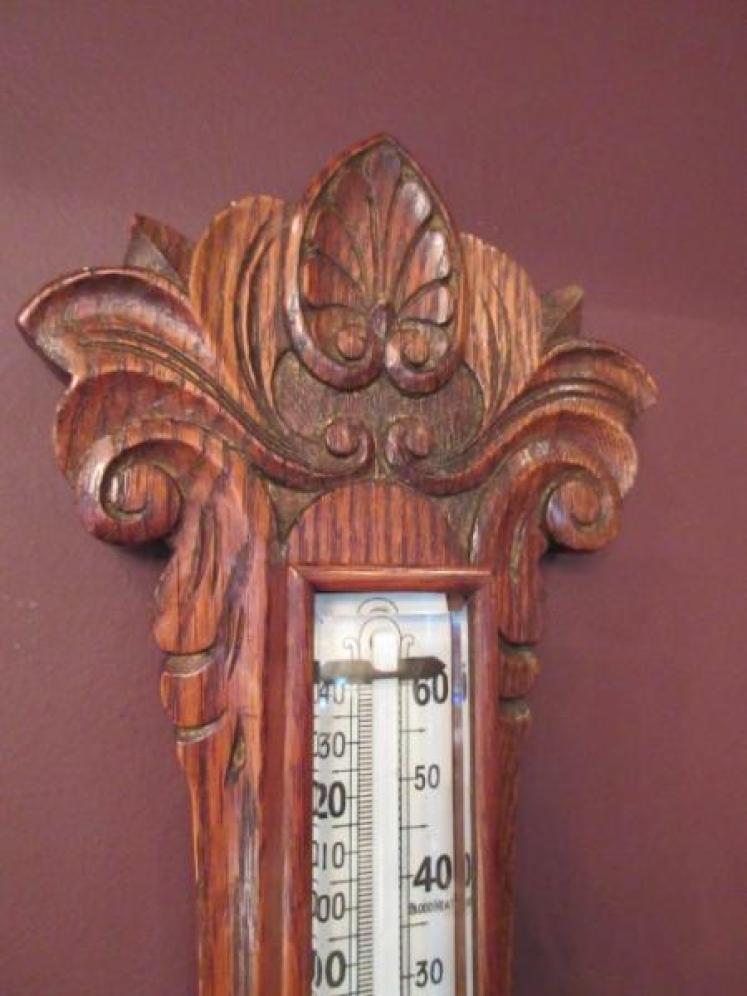 Superb Antique Polished Oak Banjo Barometer - Image 5