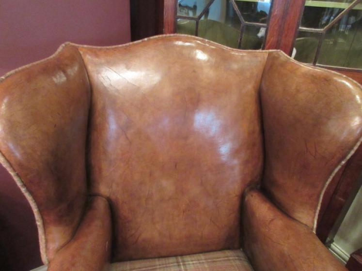 Superb 19th Century Antique Leather Wing Back Armchair - Image 3