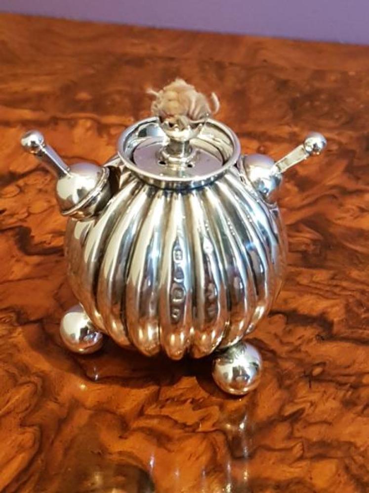 Victorian Antique Novelty Silver Grenade Table Lighter - Image 1