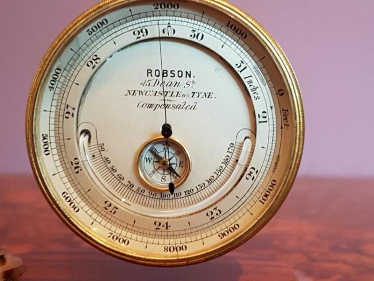 Antique Gilt Pocket Barometer and Stand - Image 2