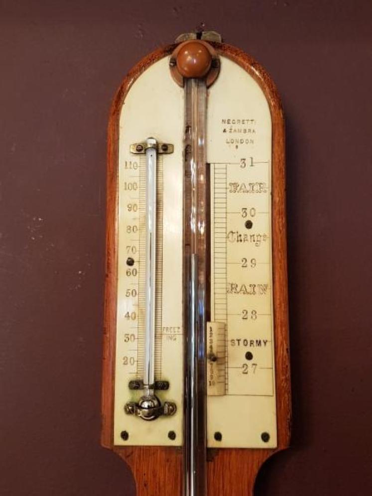 Victorian Oak Negretti and Zambra Stick Barometer - Image 2