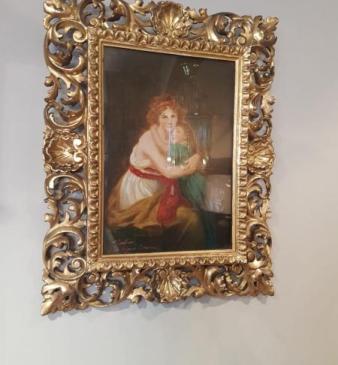 Victorian Oil on Canvas in Superb Florentine Frame
