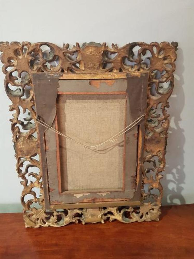 Victorian Oil on Canvas in Superb Florentine Frame - Image 4