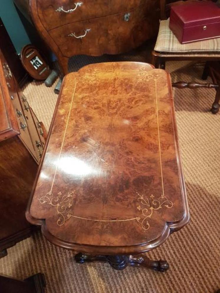Victorian Burr Walnut Work and Gaming Table  - Image 3