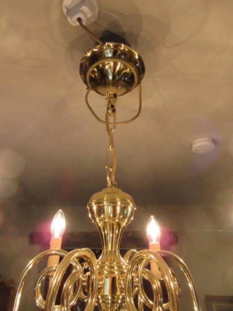 Impressive Antique Edwardian Two Tier Brass Chandelier - Image 2