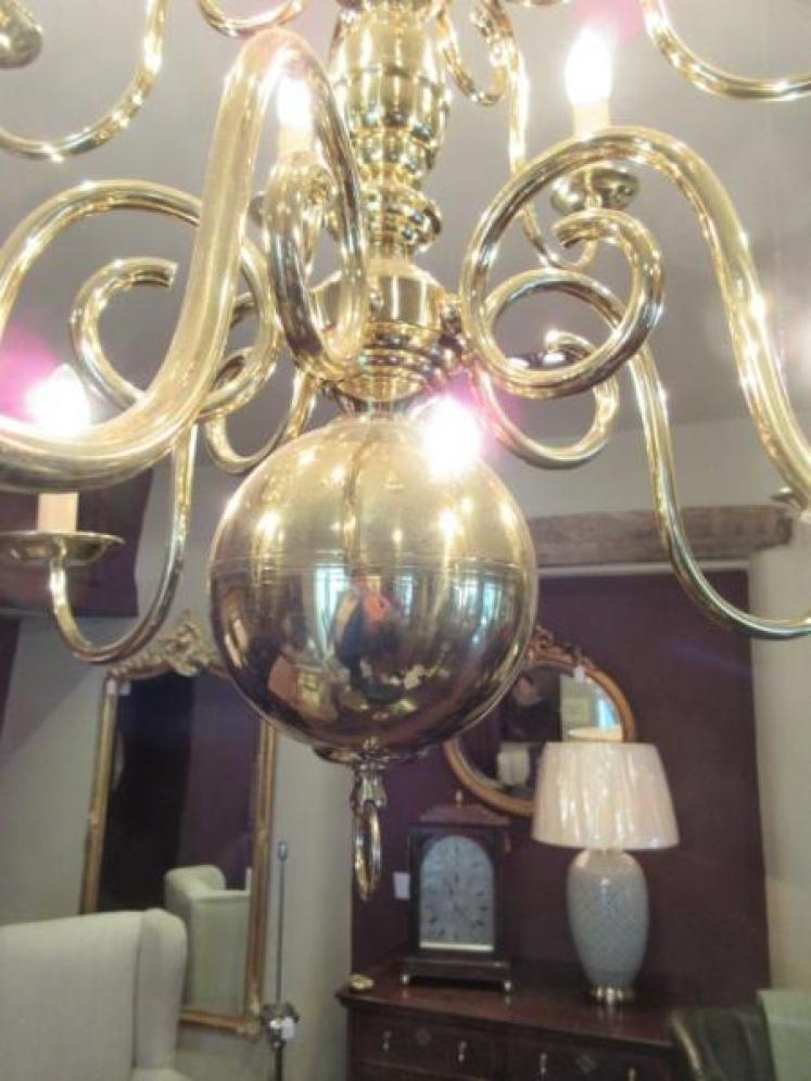 Impressive Antique Edwardian Two Tier Brass Chandelier - Image 3