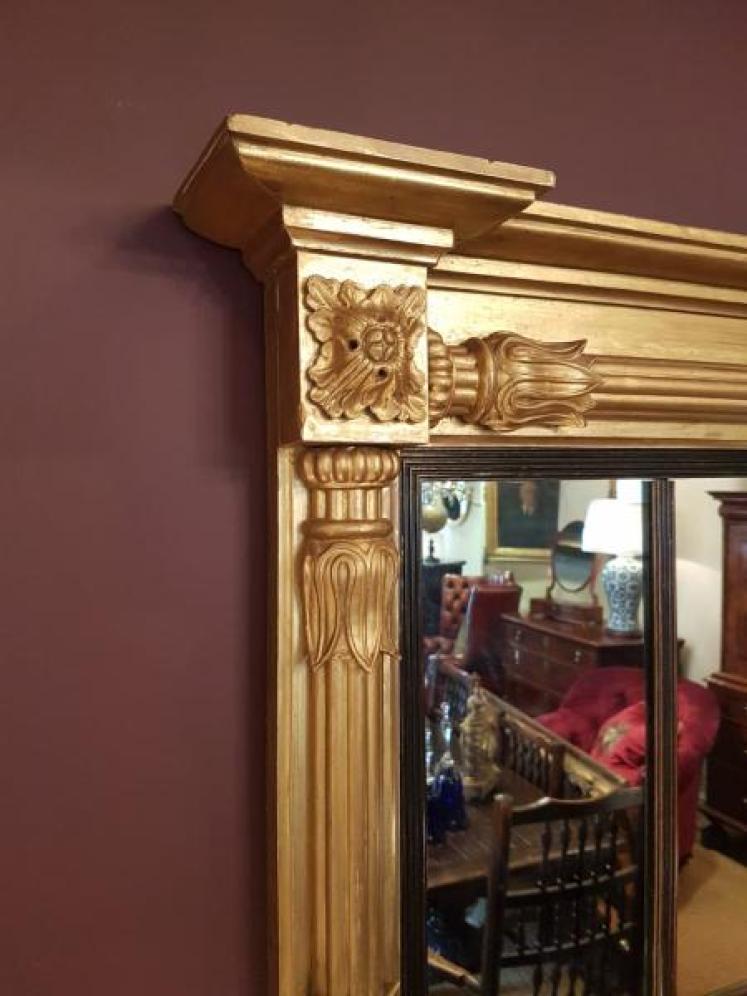 Antique Regency Timber Gilt Over Mantel Mirror - Image 2