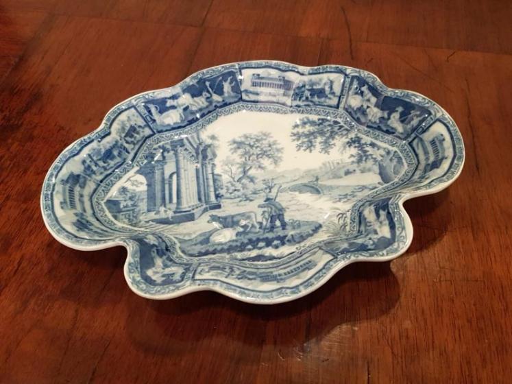 Early Victorian Adams Blue and White Transfer Print Dish - Image 1