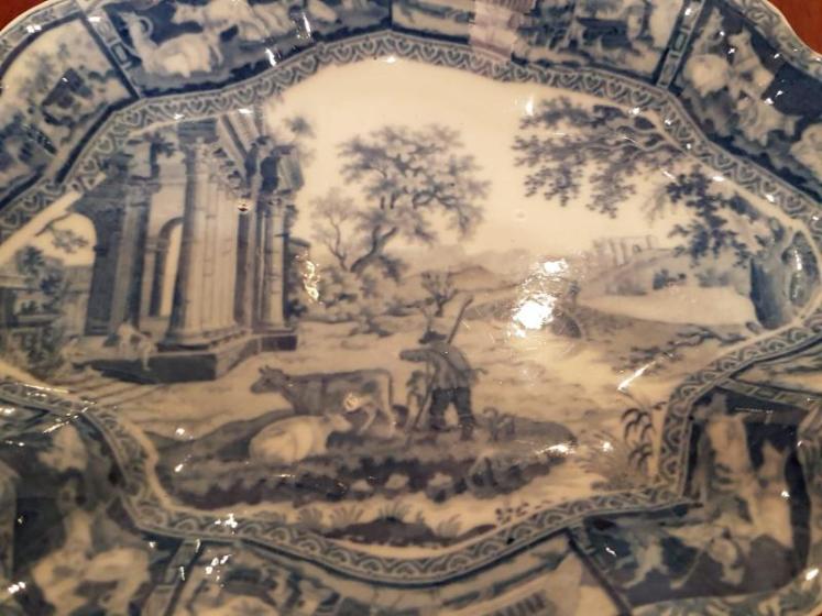 Early Victorian Adams Blue and White Transfer Print Dish - Image 2