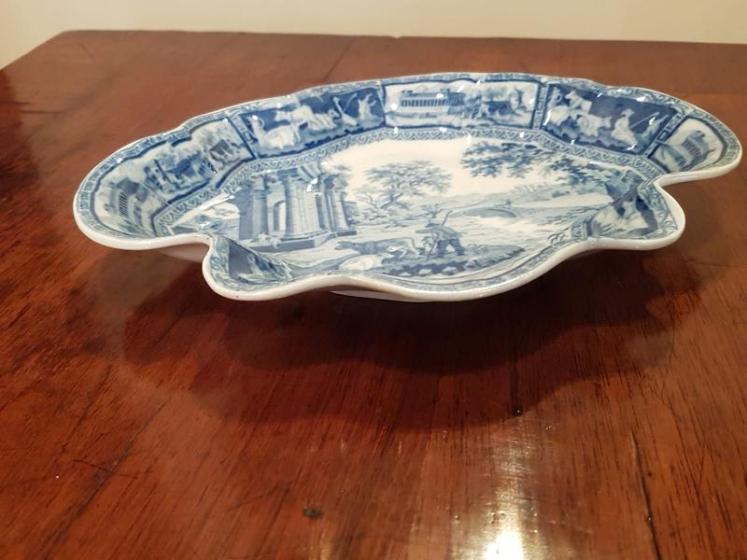 Early Victorian Adams Blue and White Transfer Print Dish - Image 3