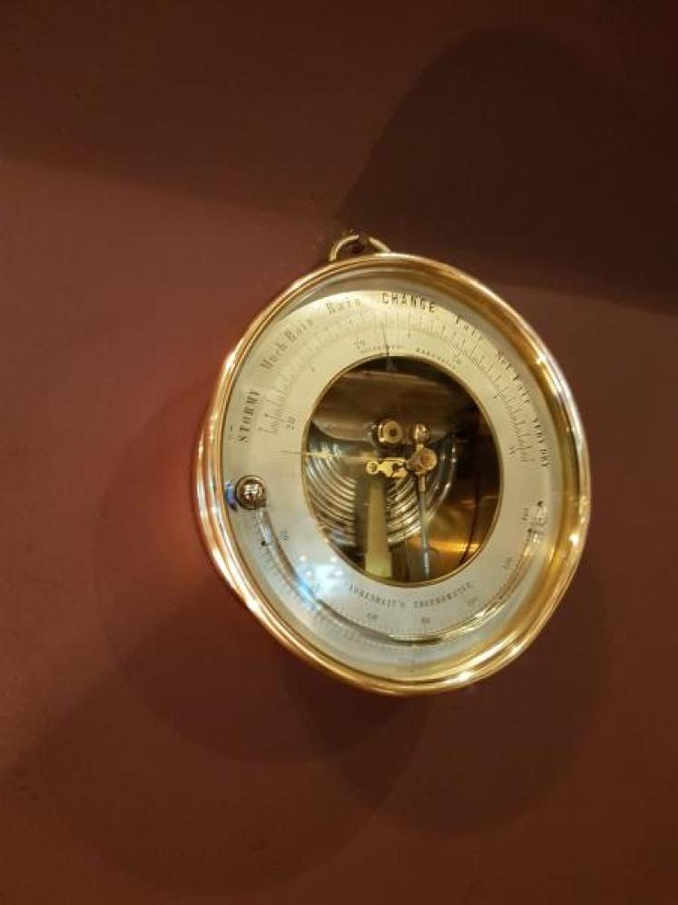 Antique Victorian Bronze Cased Marine Barometer - Image 1