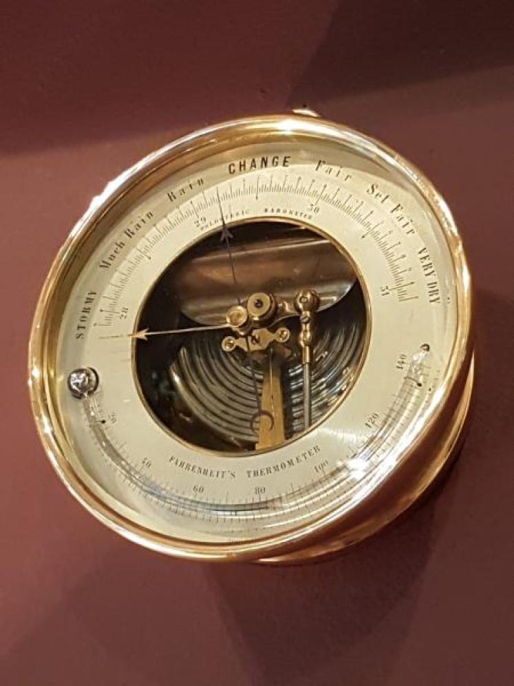 Antique Victorian Bronze Cased Marine Barometer - Image 3