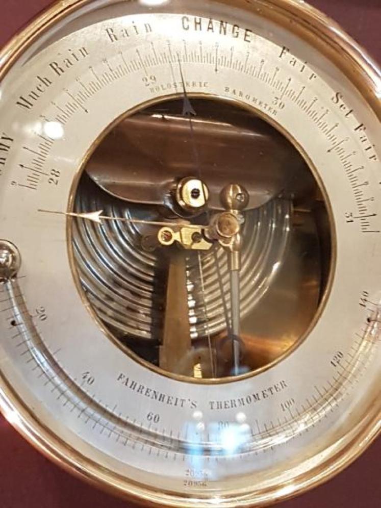 Antique Victorian Bronze Cased Marine Barometer - Image 5
