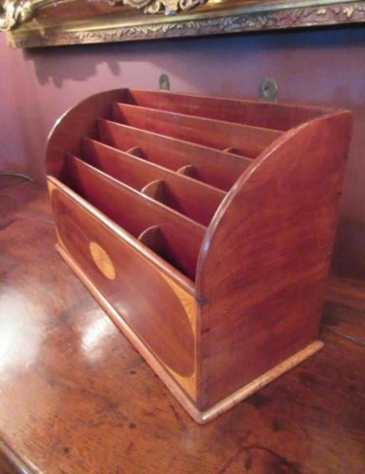 Edwardian Antique Sheraton Inlaid Stationery Rack - Image 5