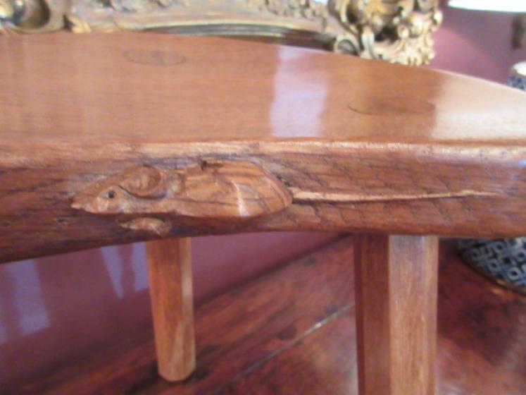 Genuine Mouseman Adzed Oak Kidney Shaped Stool - Image 2