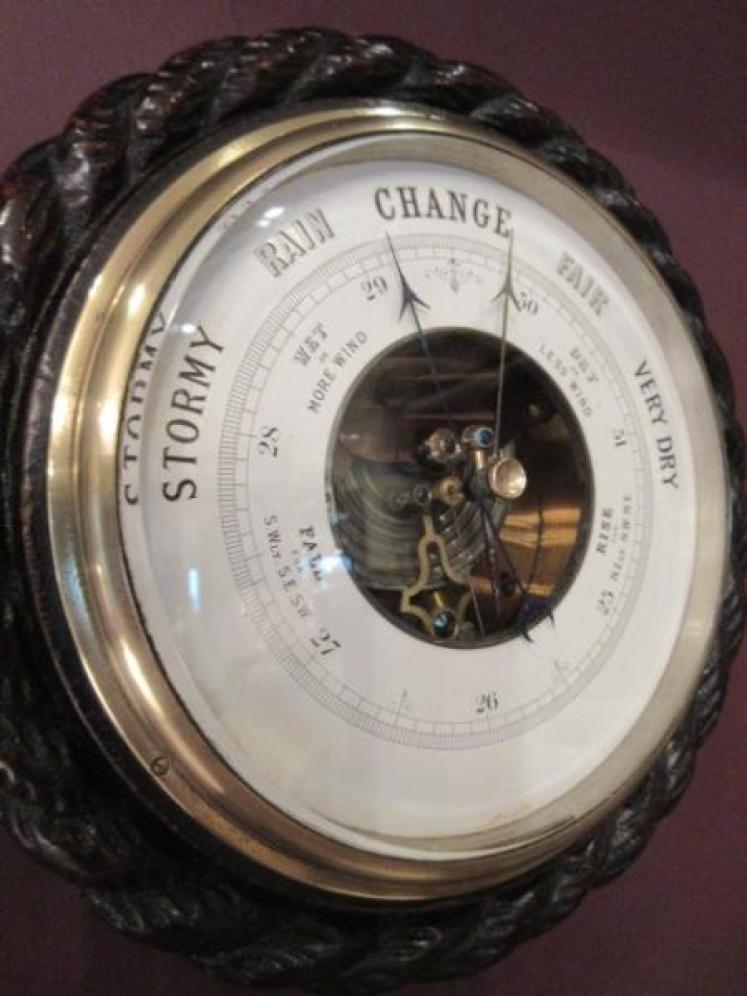 Large Victorian Antique Polished Oak Ship's Barometer - Image 2