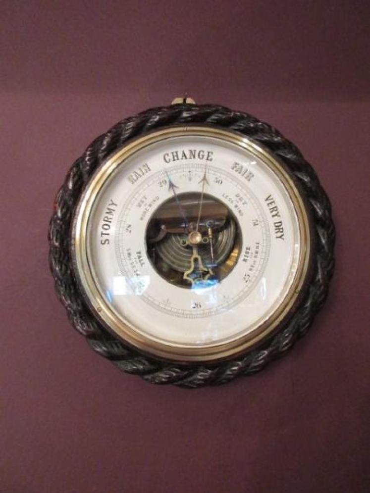 Large Victorian Antique Polished Oak Ship's Barometer - Image 5