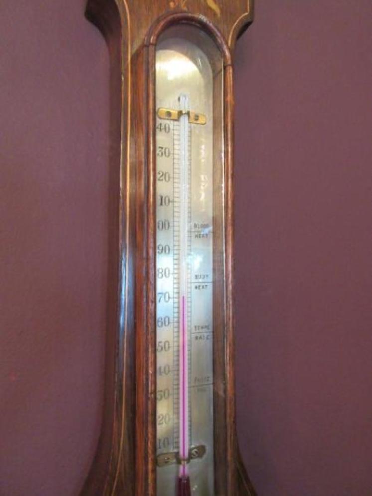 Mid Victorian Rosewood Inlaid Banjo Barometer - Image 4