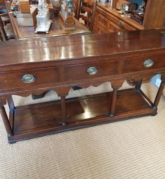 Antique George III Oak Open Pot Board Dresser