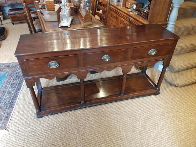Antique George III Oak Open Pot Board Dresser - Image 1