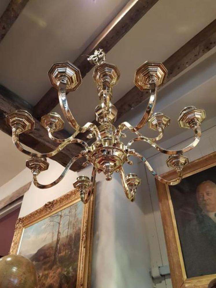 Quality Antique Edwardian Cast Brass 2 Tier Chandelier - Image 2