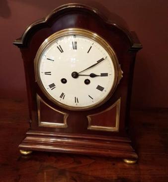 Antique Edwardian Mahogany 8 Day Mantel Clock