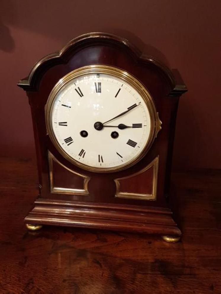 Antique Edwardian Mahogany 8 Day Mantel Clock - Image 1