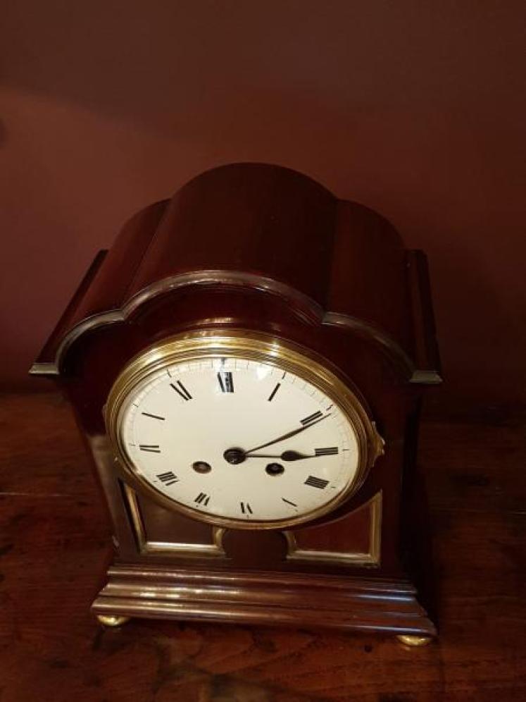 Antique Edwardian Mahogany 8 Day Mantel Clock - Image 4