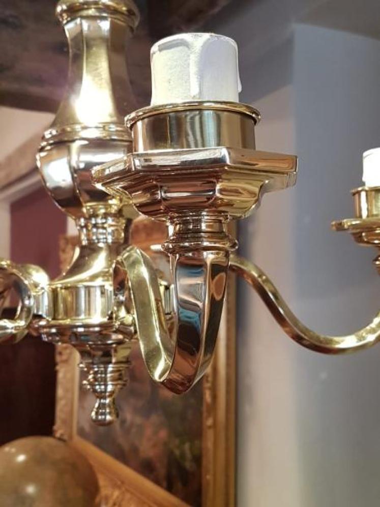 Small Edwardian Cast Brass Five Arm Chandelier - Image 3