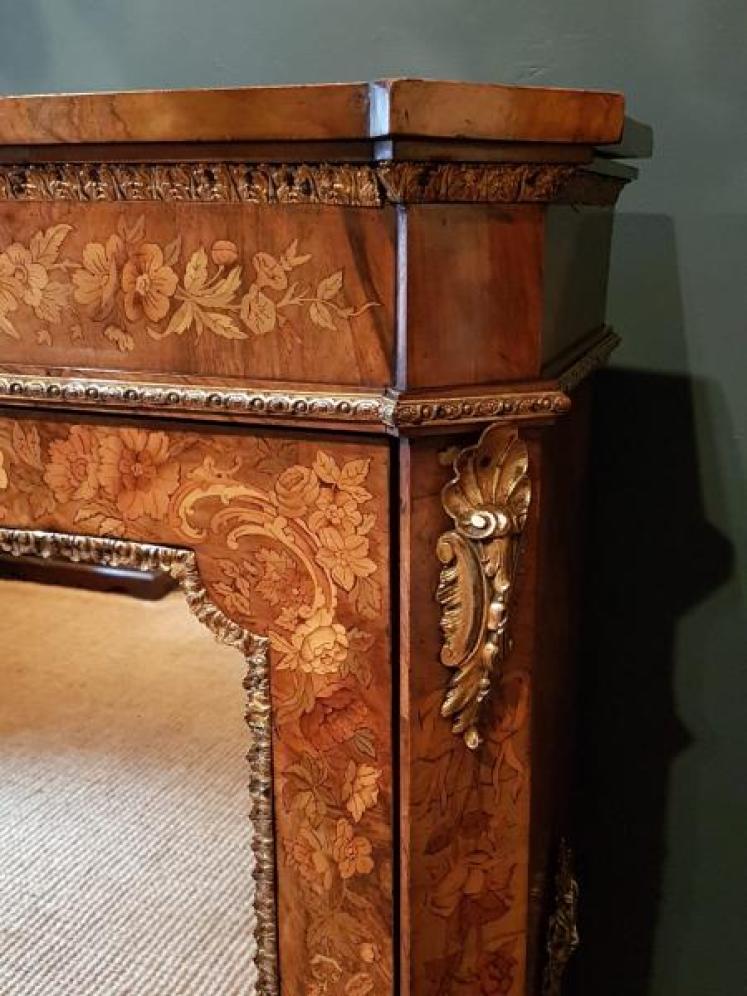 Fine Quality Victorian Inlaid Walnut Mirror Door Side Cabinet - Image 3