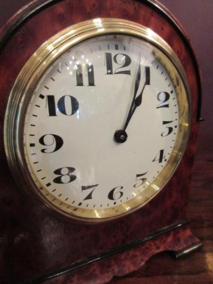 Edwardian Amboyna & Ebony Inlaid Mantel Clock - Image 3