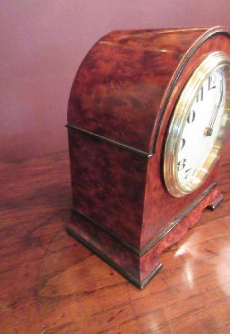 Edwardian Amboyna & Ebony Inlaid Mantel Clock - Image 5