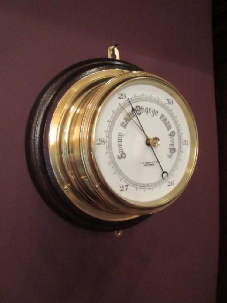 Victorian Antique Bulkhead London Marine Barometer - Image 1