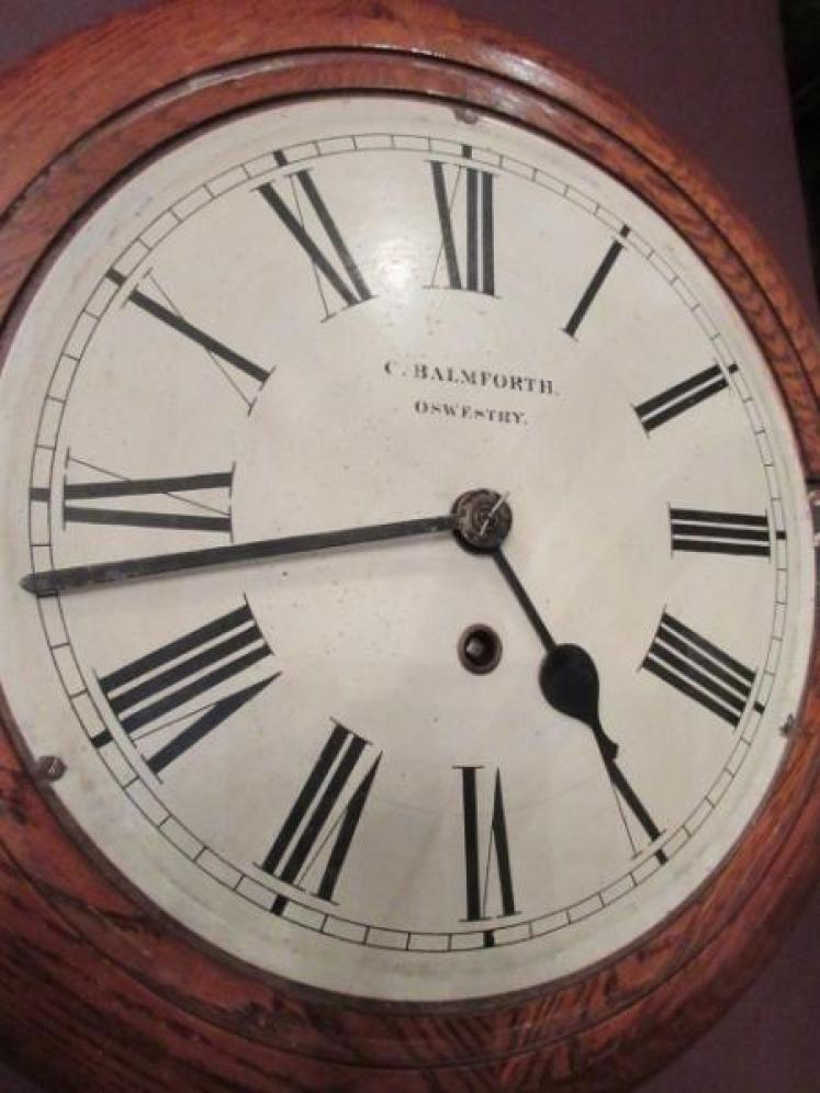 Antique Polished Oak English 10" Dial Wall Clock - Image 5