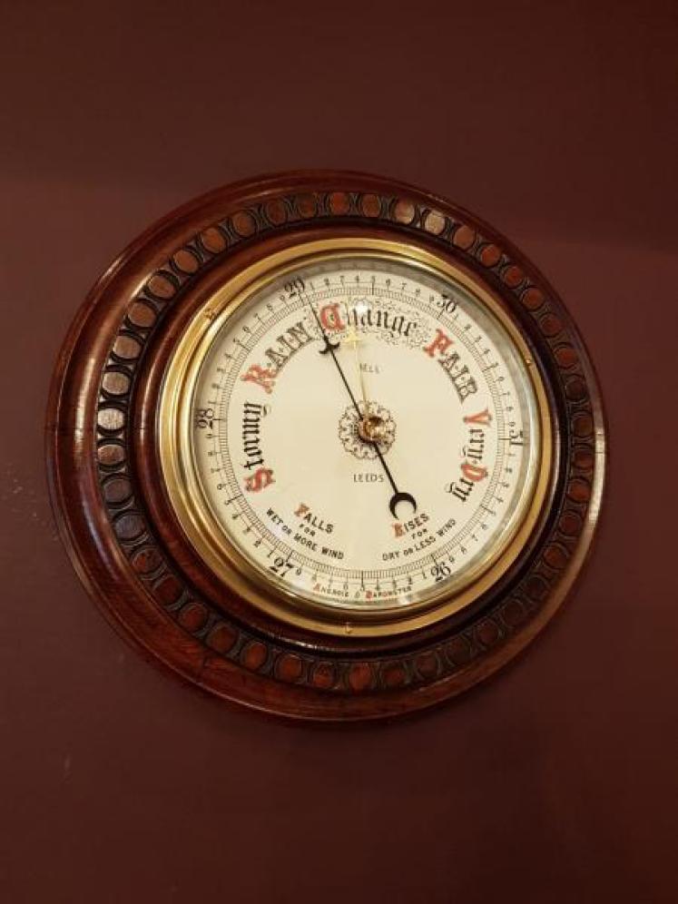 Quality Large Victorian Carved Mahogany Cased Android Barometer - Image 1