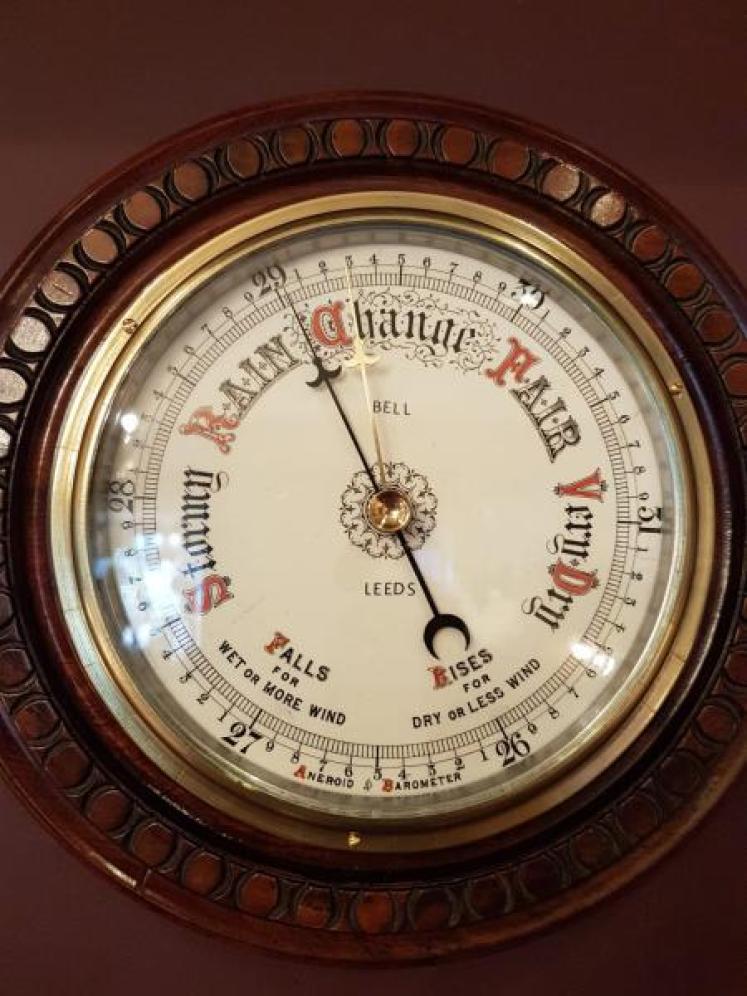 Quality Large Victorian Carved Mahogany Cased Android Barometer - Image 3