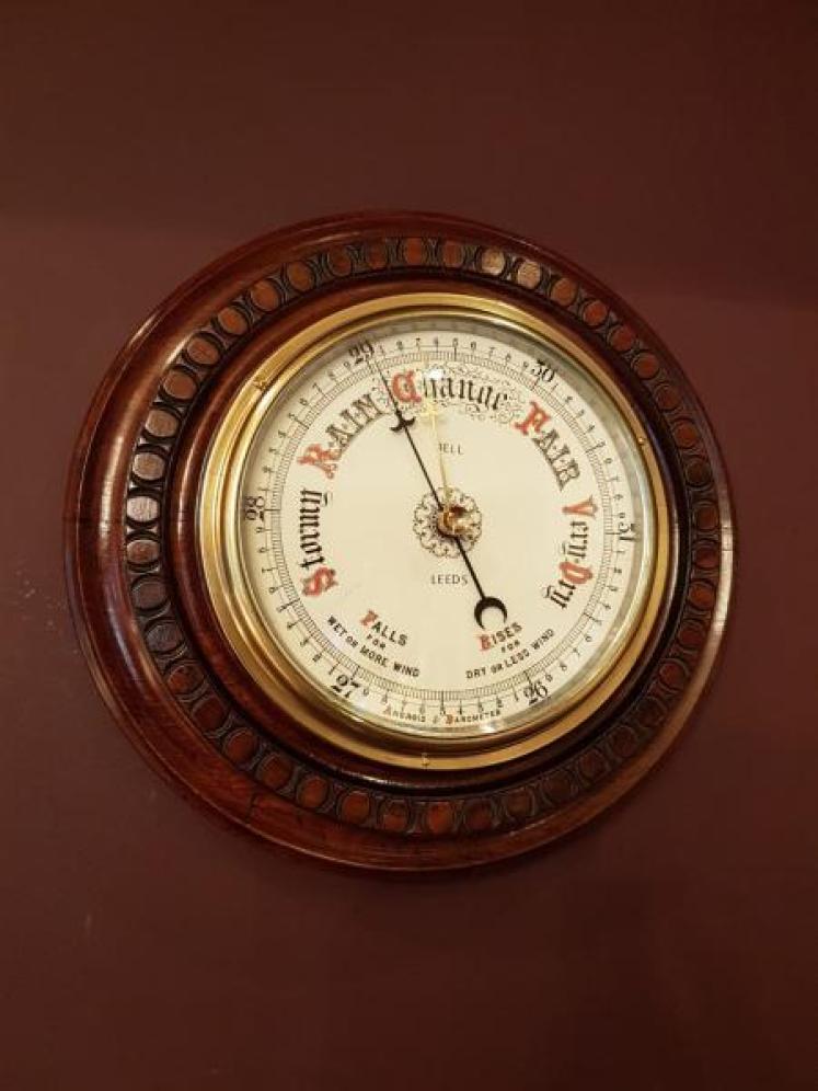 Quality Large Victorian Carved Mahogany Cased Android Barometer - Image 5