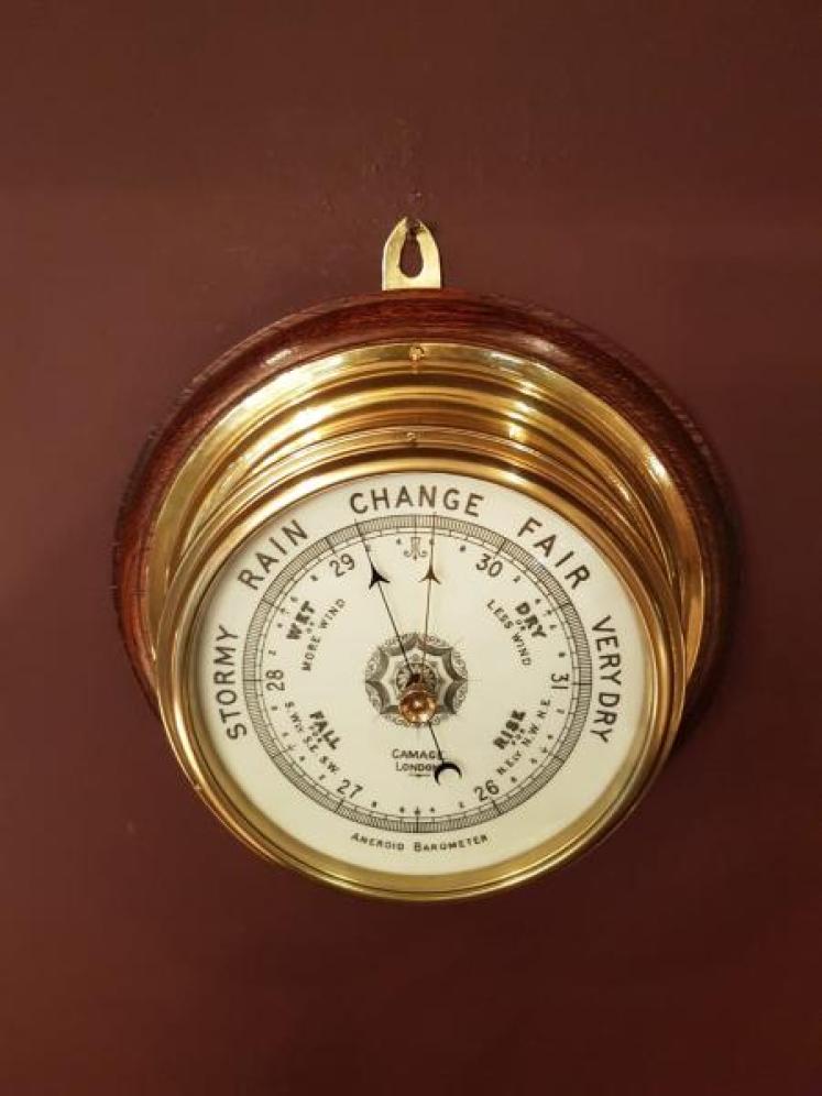 Victorian Brass Bulk Head Marine Barometer by Gamage London  - Image 5