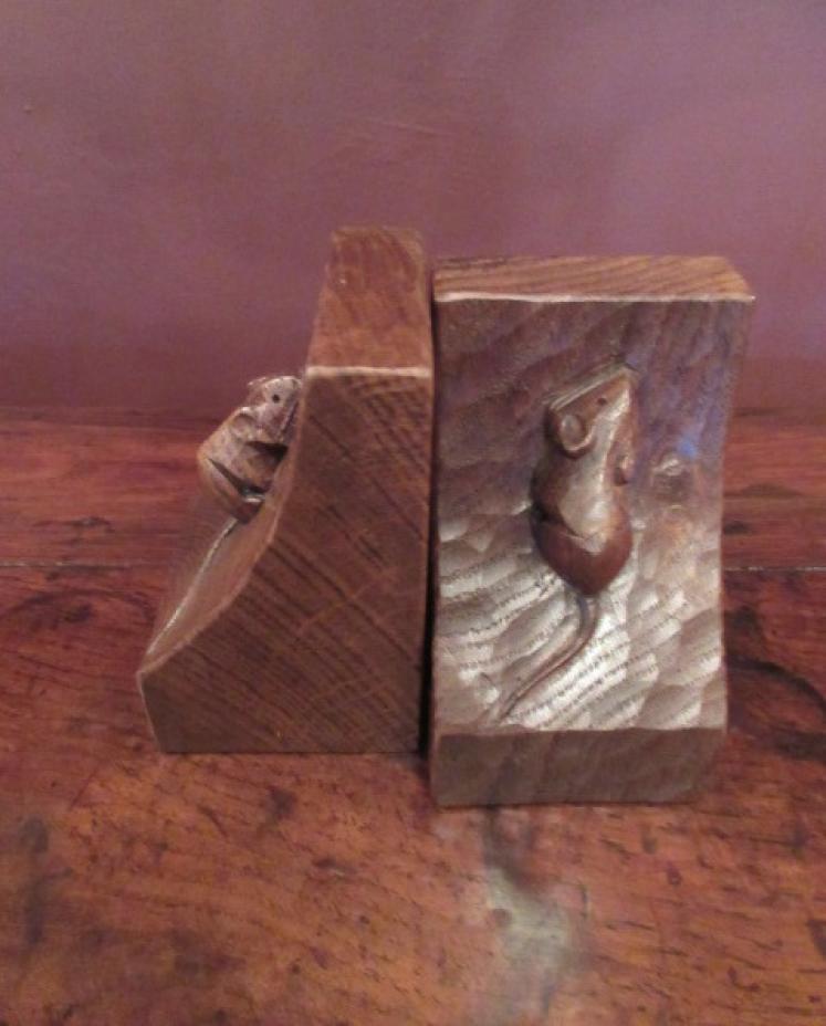 Pair of Mouseman Adzed Oak Bookends - Image 4