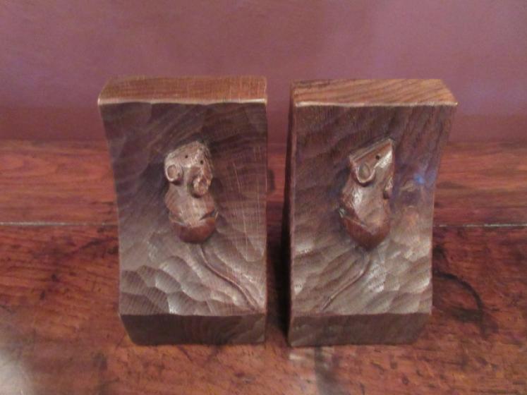 Pair of Mouseman Adzed Oak Bookends - Image 5